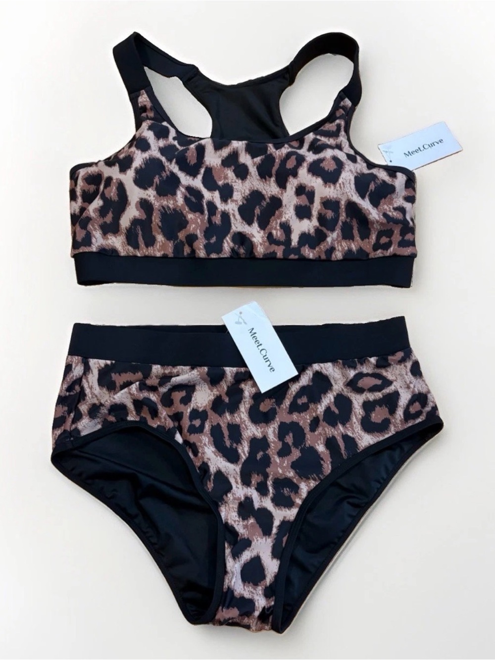 Meet Curve Bikini Plus Size XL Leopard New With Tags Black Vacation Beach